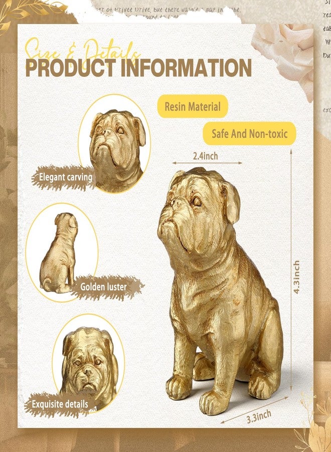 BrightRow Gold Bulldog Statue, 4.3'' Bulldog Figurine Mini Resin Dog Statue Home Decor for Room, Office, Desktop, Bookshelf, Desktop - Image 2